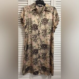 BCBGMaxAzria Floral Print Shirt in Cream and Brown